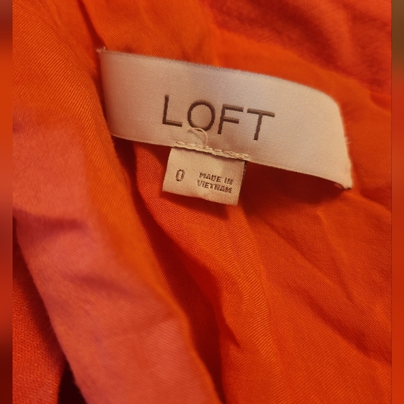 Loft V Neck Midi Shirt Dress Coral Button Down Sundress Size 0 - Picture 12 of 13